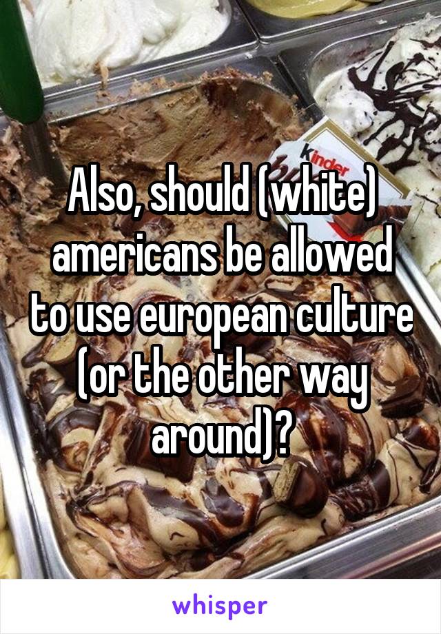 Also, should (white) americans be allowed to use european culture (or the other way around)?