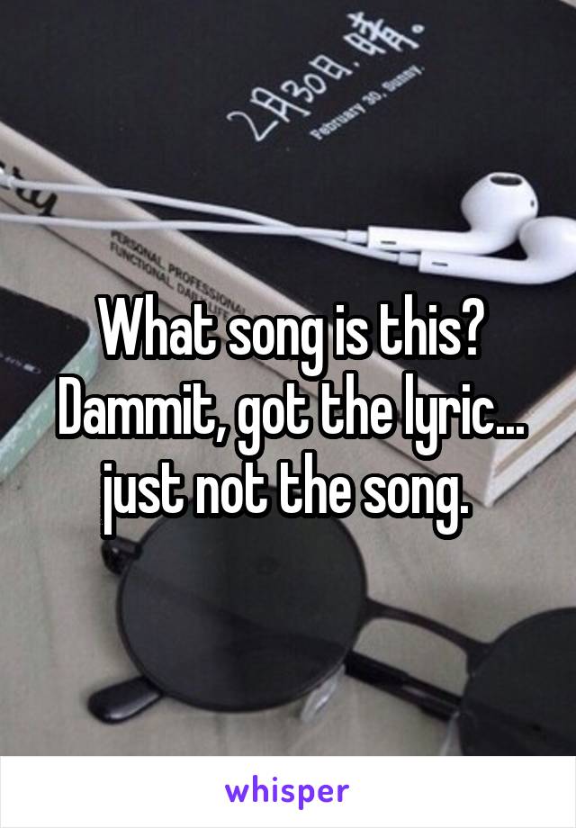 What song is this? Dammit, got the lyric... just not the song. 