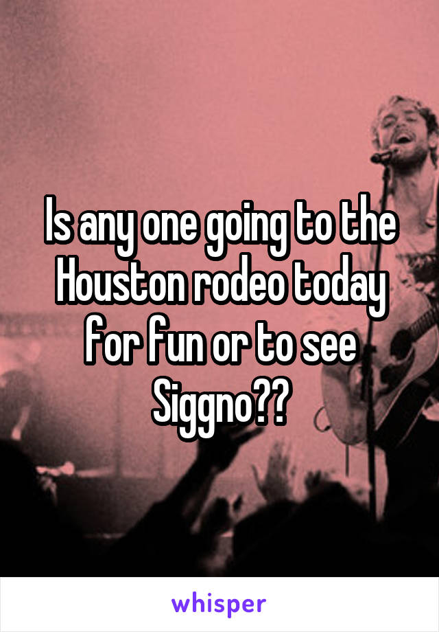 Is any one going to the Houston rodeo today for fun or to see Siggno??