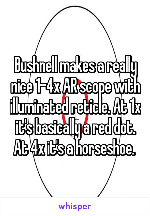 Bushnell makes a really nice 1-4x AR scope with illuminated reticle. At 1x it's basically a red dot. At 4x it's a horseshoe. 