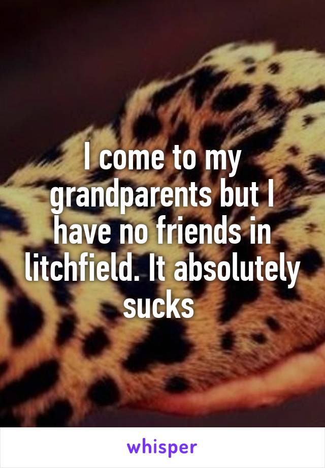 I come to my grandparents but I have no friends in litchfield. It absolutely sucks 