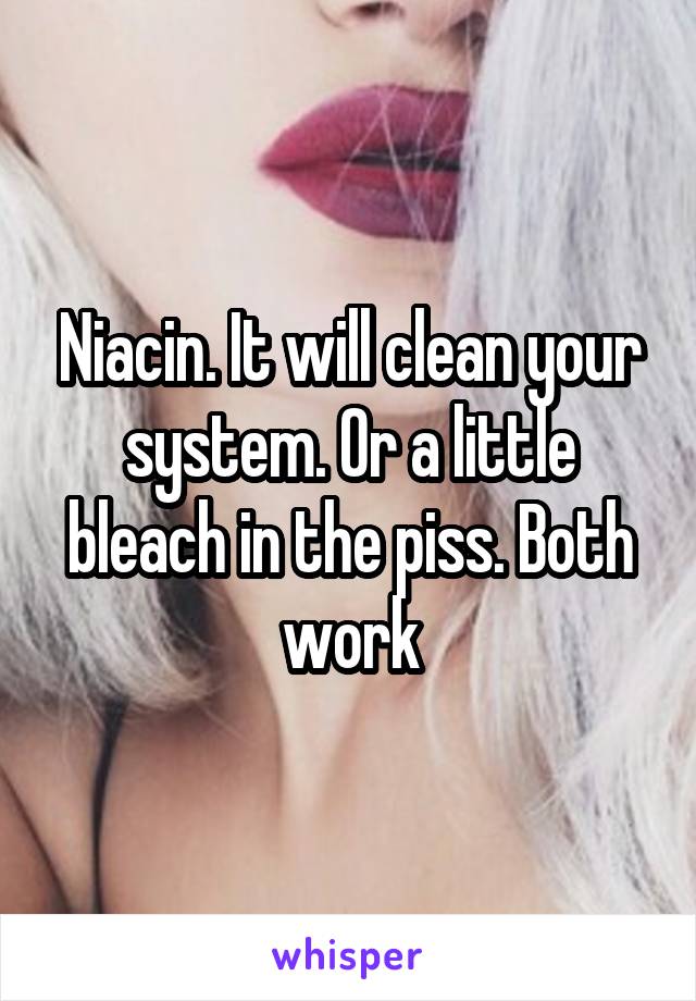 Niacin. It will clean your system. Or a little bleach in the piss. Both work