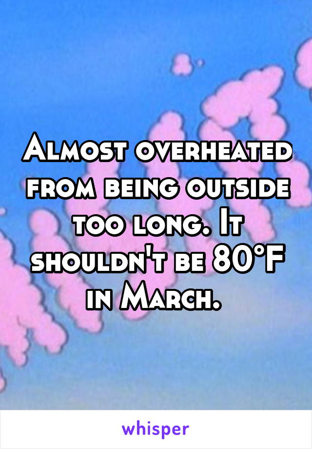 Almost overheated from being outside too long. It shouldn't be 80°F in March. 