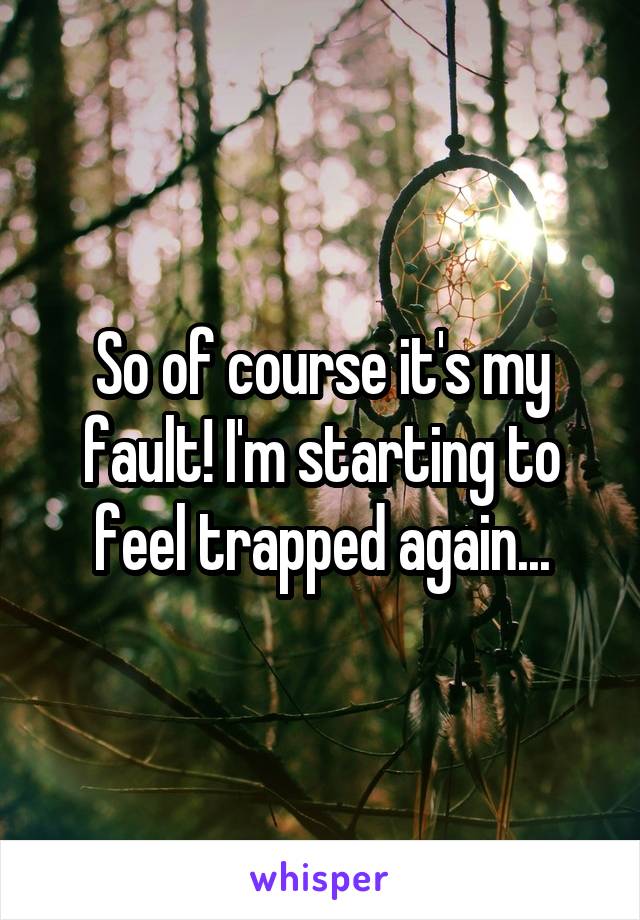 So of course it's my fault! I'm starting to feel trapped again...