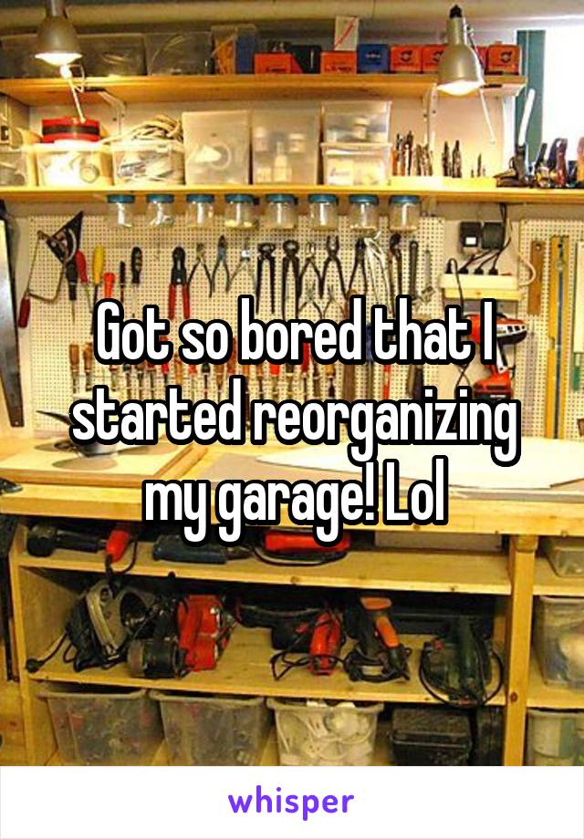 Got so bored that I started reorganizing my garage! Lol