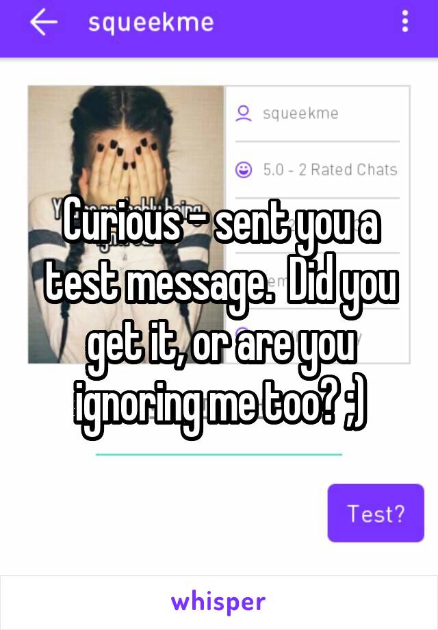 Curious - sent you a test message.  Did you get it, or are you ignoring me too? ;)