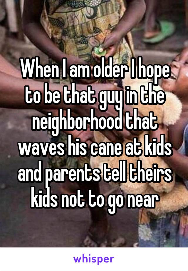 When I am older I hope to be that guy in the neighborhood that waves his cane at kids and parents tell theirs kids not to go near