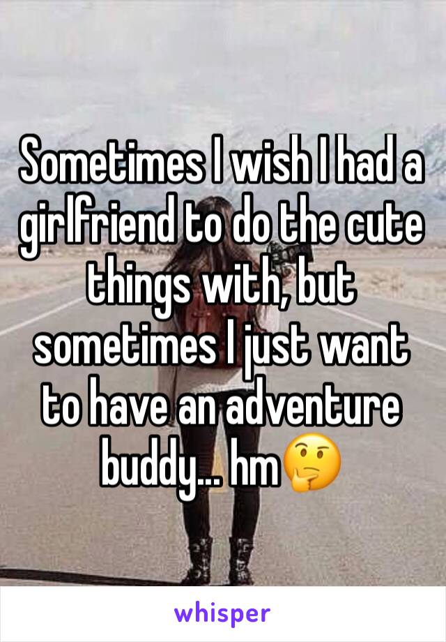 Sometimes I wish I had a girlfriend to do the cute things with, but sometimes I just want to have an adventure buddy... hm🤔