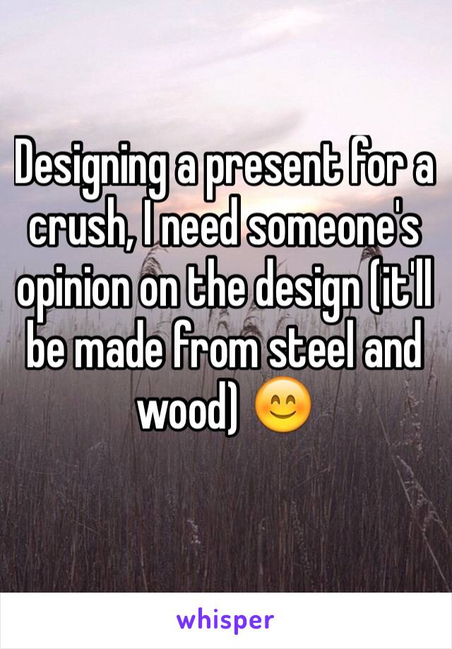 Designing a present for a crush, I need someone's opinion on the design (it'll be made from steel and wood) 😊