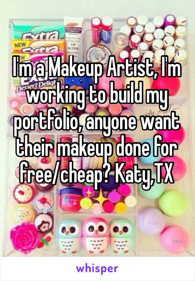 I'm a Makeup Artist, I'm working to build my portfolio, anyone want their makeup done for free/cheap? Katy,TX ✨
