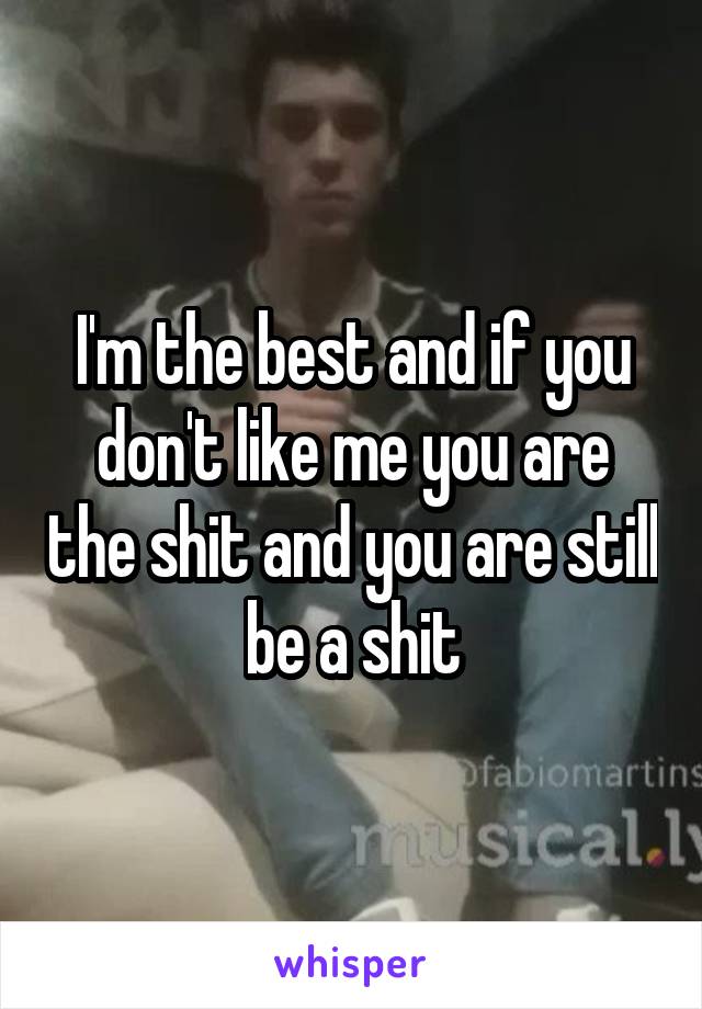 I'm the best and if you don't like me you are the shit and you are still be a shit