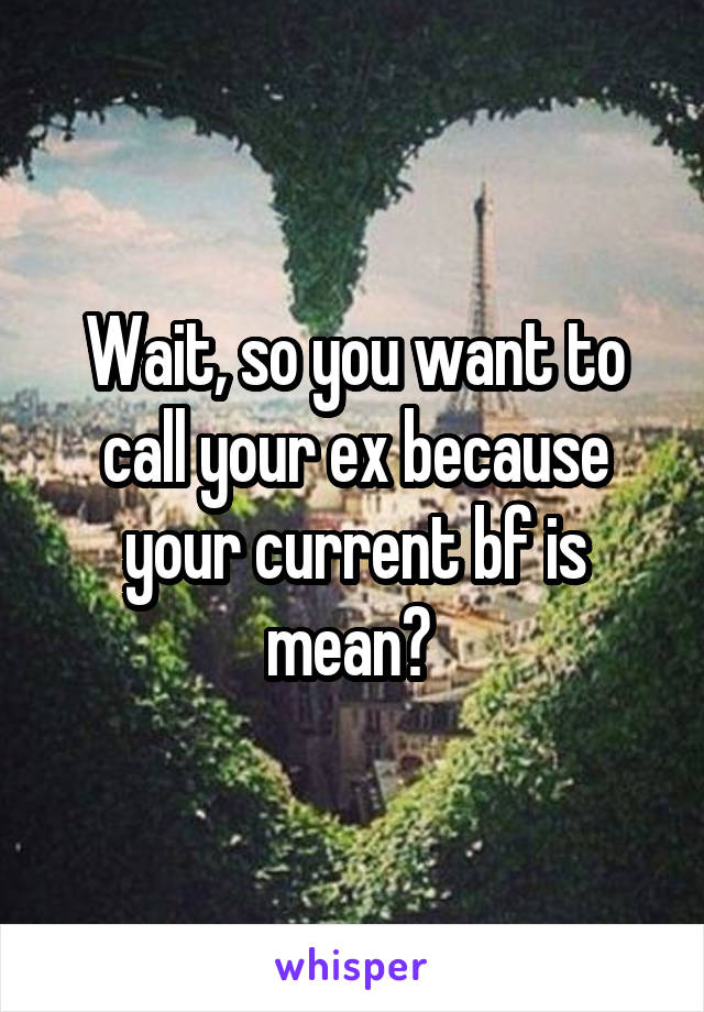 Wait, so you want to call your ex because your current bf is mean? 