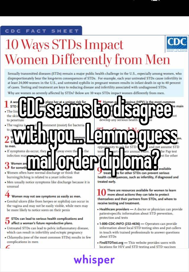 CDC seems to disagree with you... Lemme guess mail order diploma? 