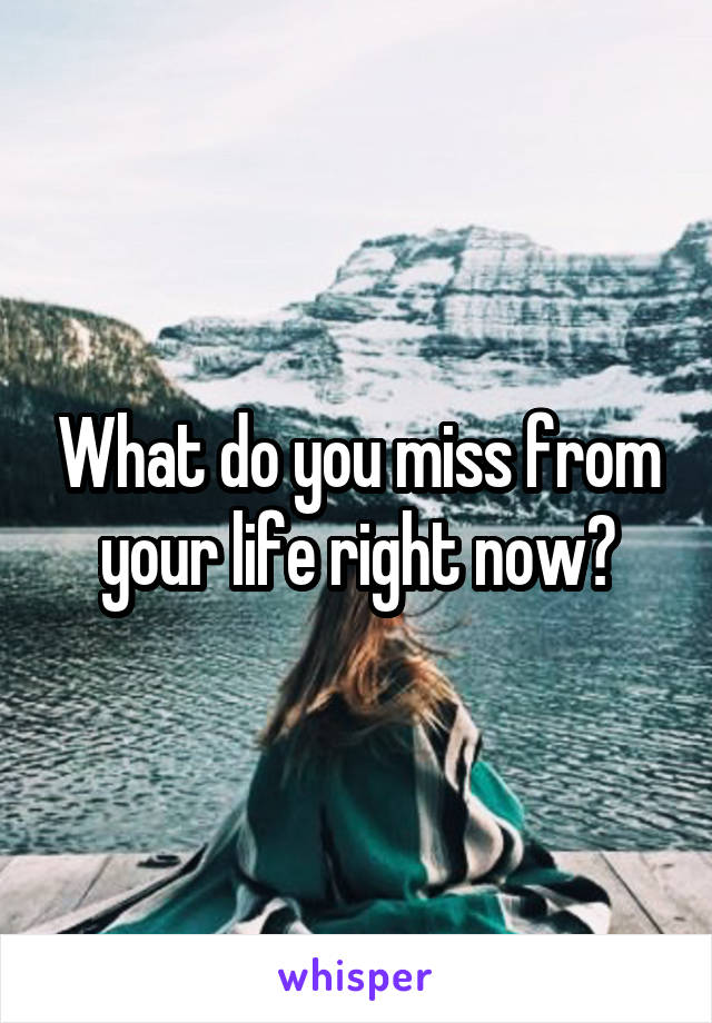 What do you miss from your life right now?