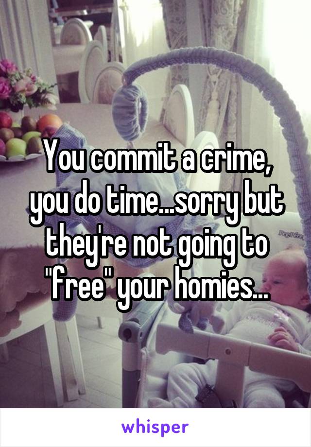 You commit a crime, you do time...sorry but they're not going to "free" your homies...