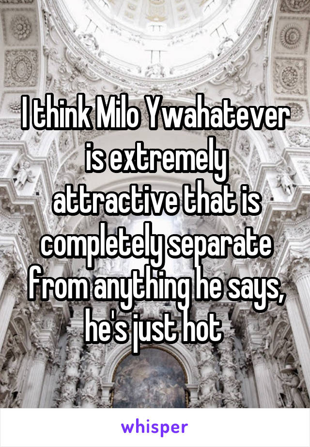 I think Milo Ywahatever is extremely attractive that is completely separate from anything he says, he's just hot 