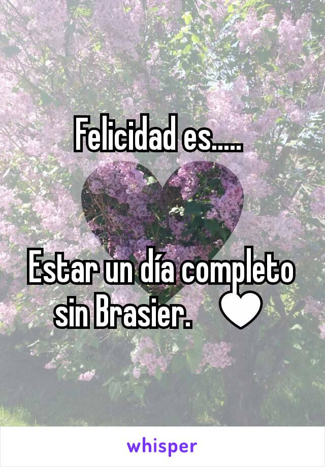 Felicidad es..... 


Estar un día completo sin Brasier.   ♥