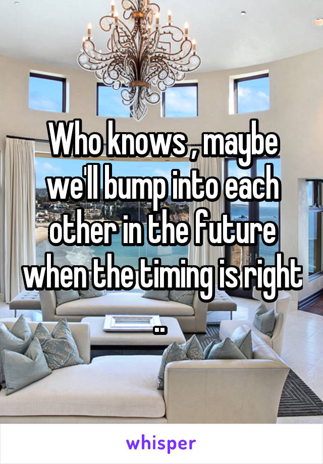 Who knows , maybe we'll bump into each other in the future when the timing is right .. 