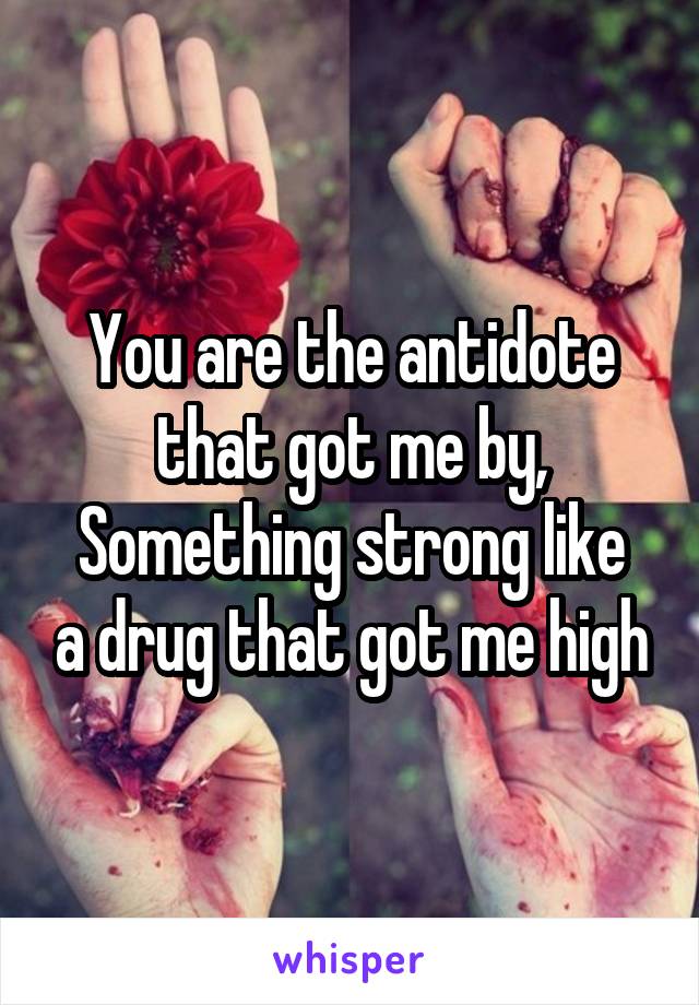 You are the antidote that got me by,
Something strong like a drug that got me high