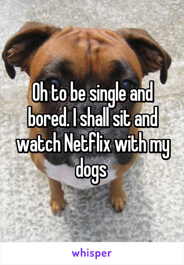 Oh to be single and bored. I shall sit and watch Netflix with my dogs 