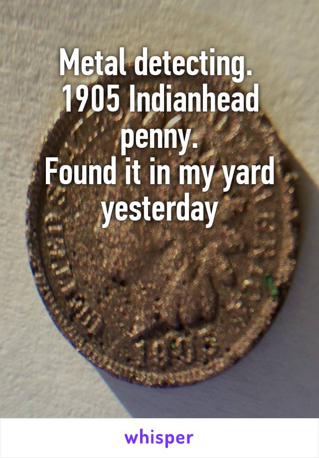 Metal detecting. 
1905 Indianhead penny.
Found it in my yard yesterday




