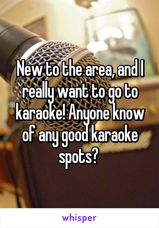 New to the area, and I really want to go to karaoke! Anyone know of any good karaoke spots? 