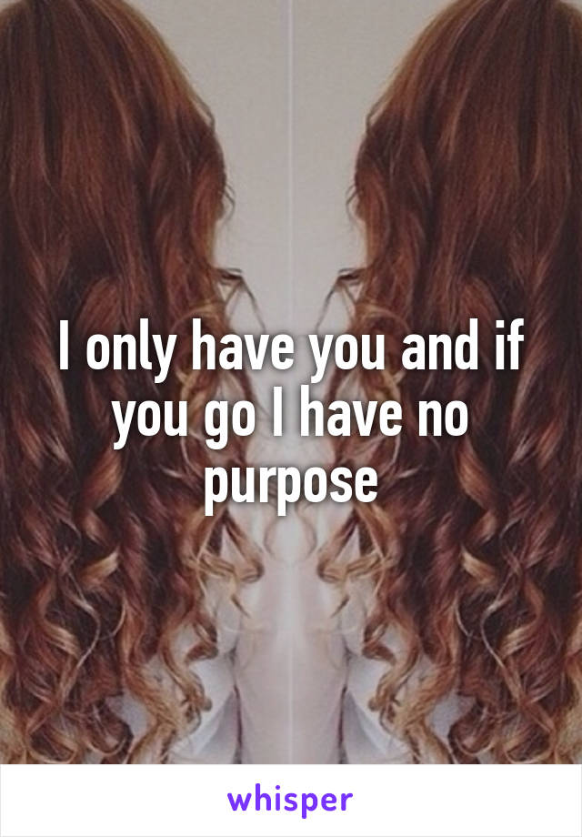 I only have you and if you go I have no purpose