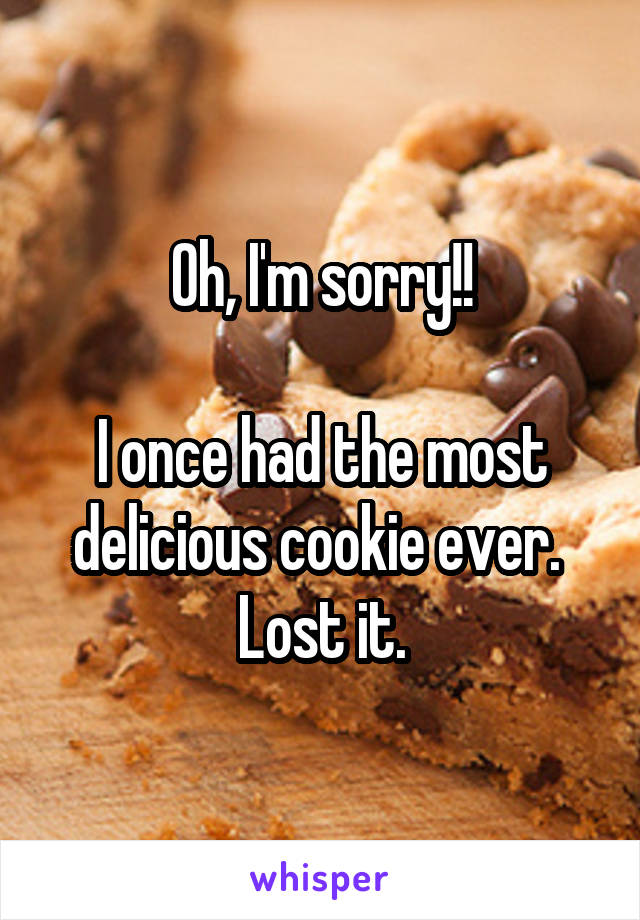 Oh, I'm sorry!!

I once had the most delicious cookie ever.  Lost it.