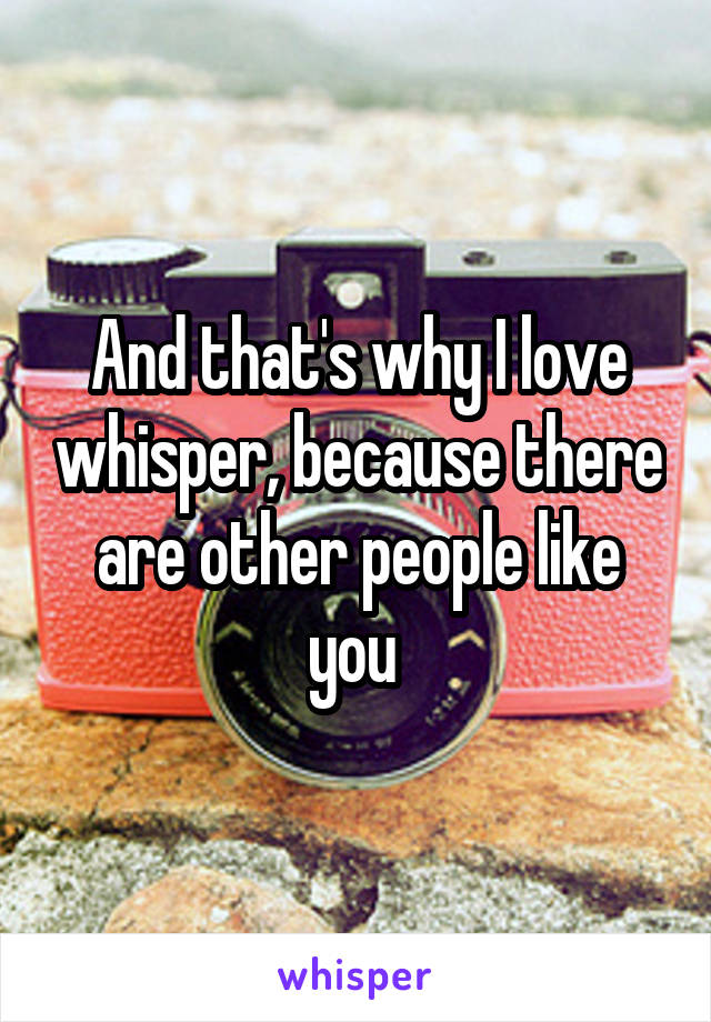 And that's why I love whisper, because there are other people like you 