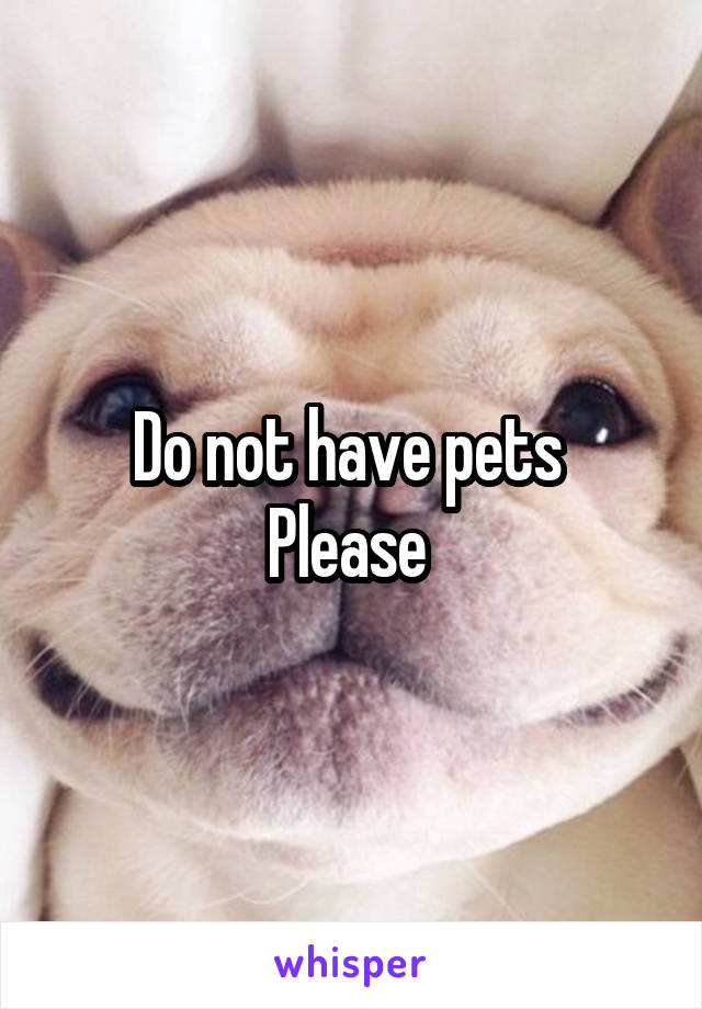 Do not have pets 
Please 