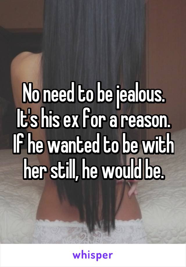 No need to be jealous. It's his ex for a reason. If he wanted to be with her still, he would be.