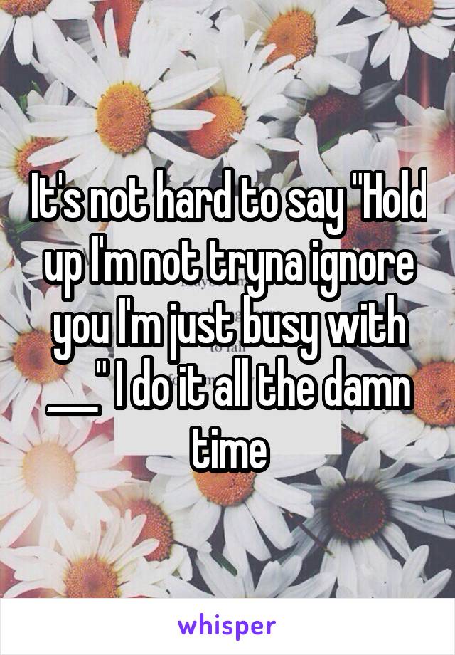 It's not hard to say "Hold up I'm not tryna ignore you I'm just busy with ___" I do it all the damn time