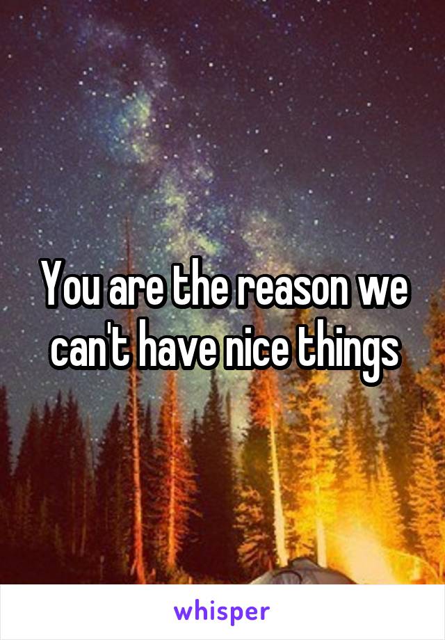 You are the reason we can't have nice things