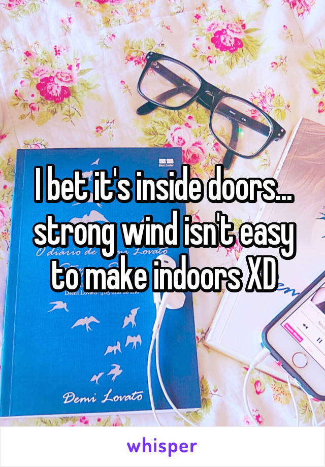 I bet it's inside doors... strong wind isn't easy to make indoors XD