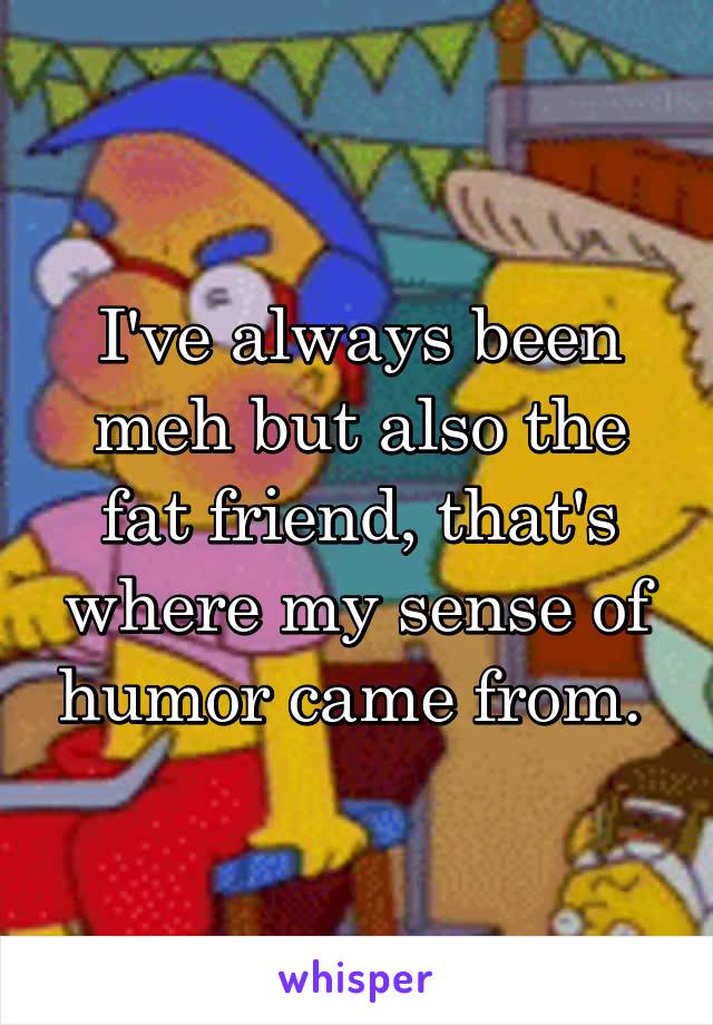 I've always been meh but also the fat friend, that's where my sense of humor came from. 