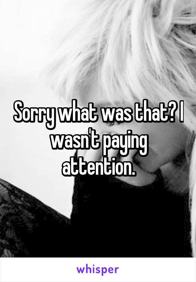 Sorry what was that? I wasn't paying attention.