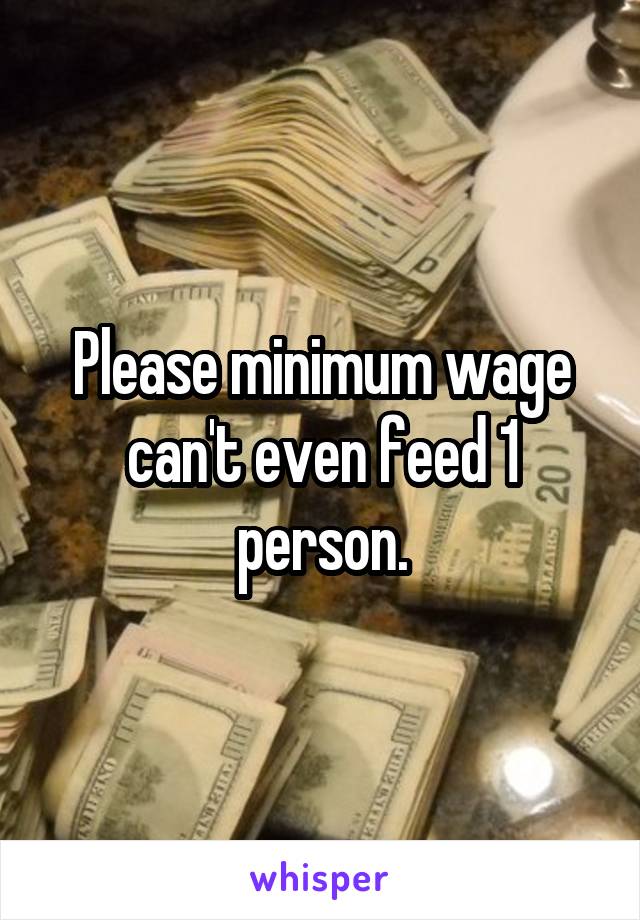 Please minimum wage can't even feed 1 person.