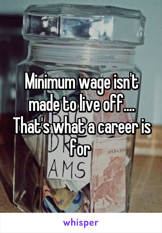 Minimum wage isn't made to live off.... That's what a career is for 