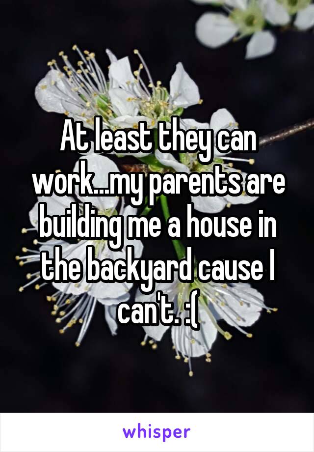 At least they can work...my parents are building me a house in the backyard cause I can't. :(