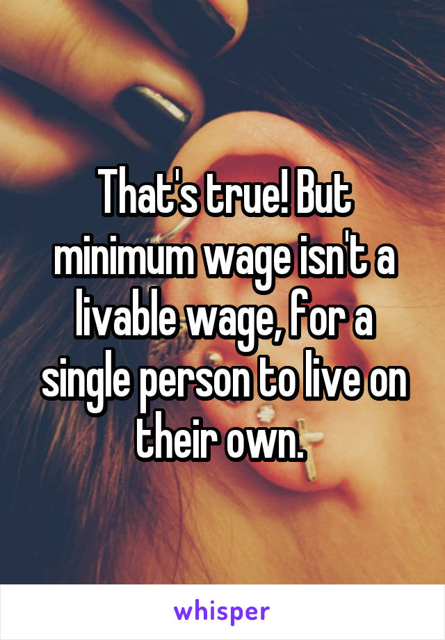 That's true! But minimum wage isn't a livable wage, for a single person to live on their own. 