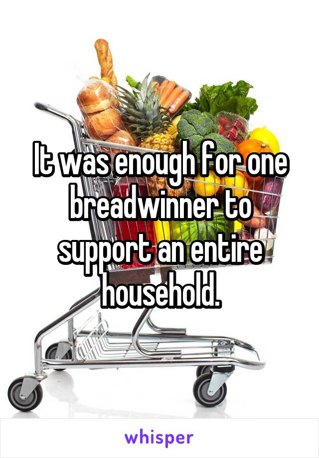 It was enough for one breadwinner to support an entire household.