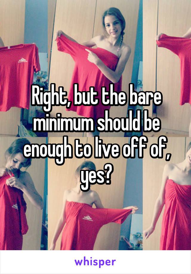 Right, but the bare minimum should be enough to live off of, yes?