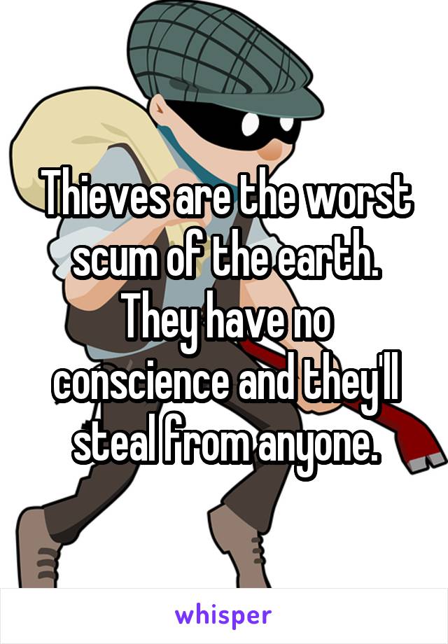 Thieves are the worst scum of the earth. They have no conscience and they'll steal from anyone.