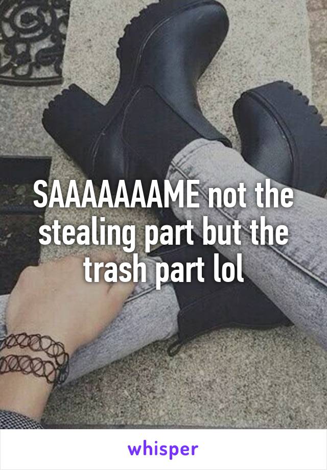 SAAAAAAAME not the stealing part but the trash part lol