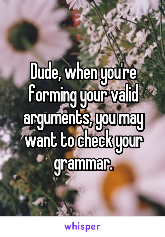 Dude, when you're forming your valid arguments, you may want to check your grammar.