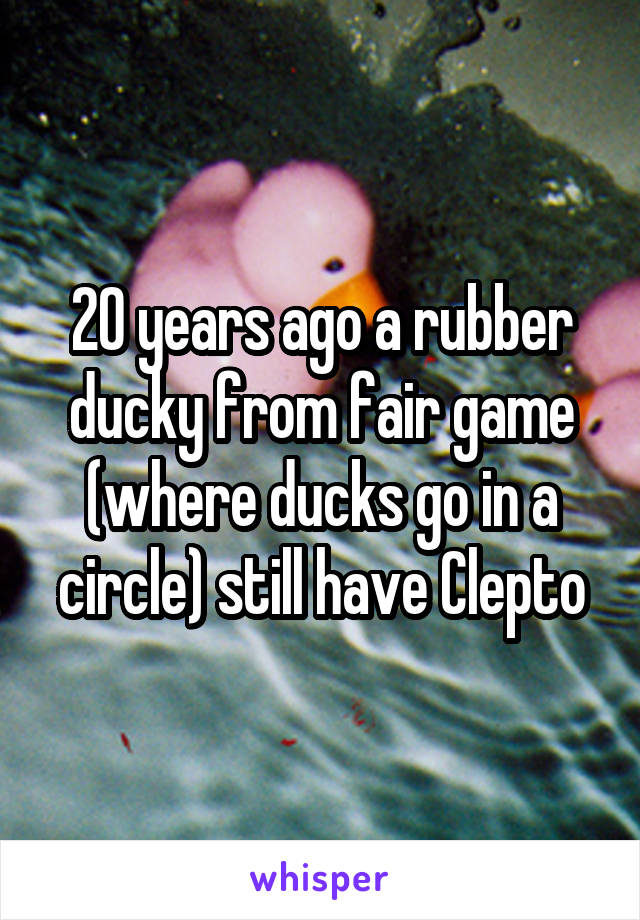 20 years ago a rubber ducky from fair game (where ducks go in a circle) still have Clepto