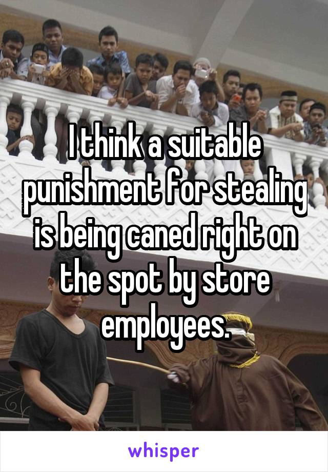 I think a suitable punishment for stealing is being caned right on the spot by store employees.