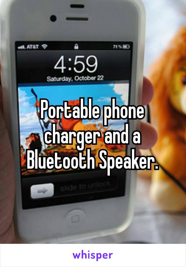 Portable phone charger and a Bluetooth​ Speaker.