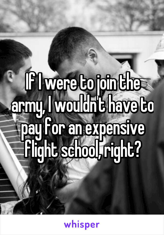 If I were to join the army, I wouldn't have to pay for an expensive flight school, right?