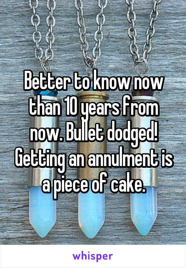 Better to know now than 10 years from now. Bullet dodged! Getting an annulment is a piece of cake.